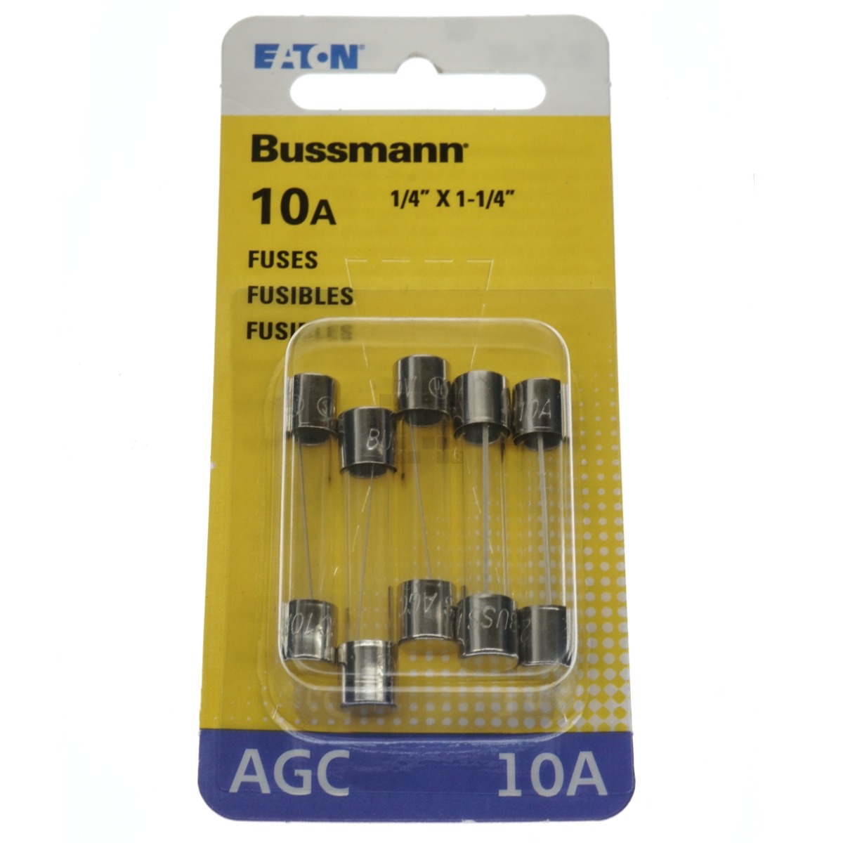 Eaton Bussman BP/AGC-10-RP Fast Acting Glass Fuse 5 Pack, 10 Amps, 250VAC