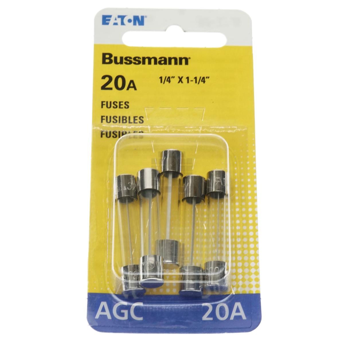 Eaton Bussman BP/AGC-20-RP Fast Acting Glass Fuse 5 Pack, 20 Amps, 250VAC