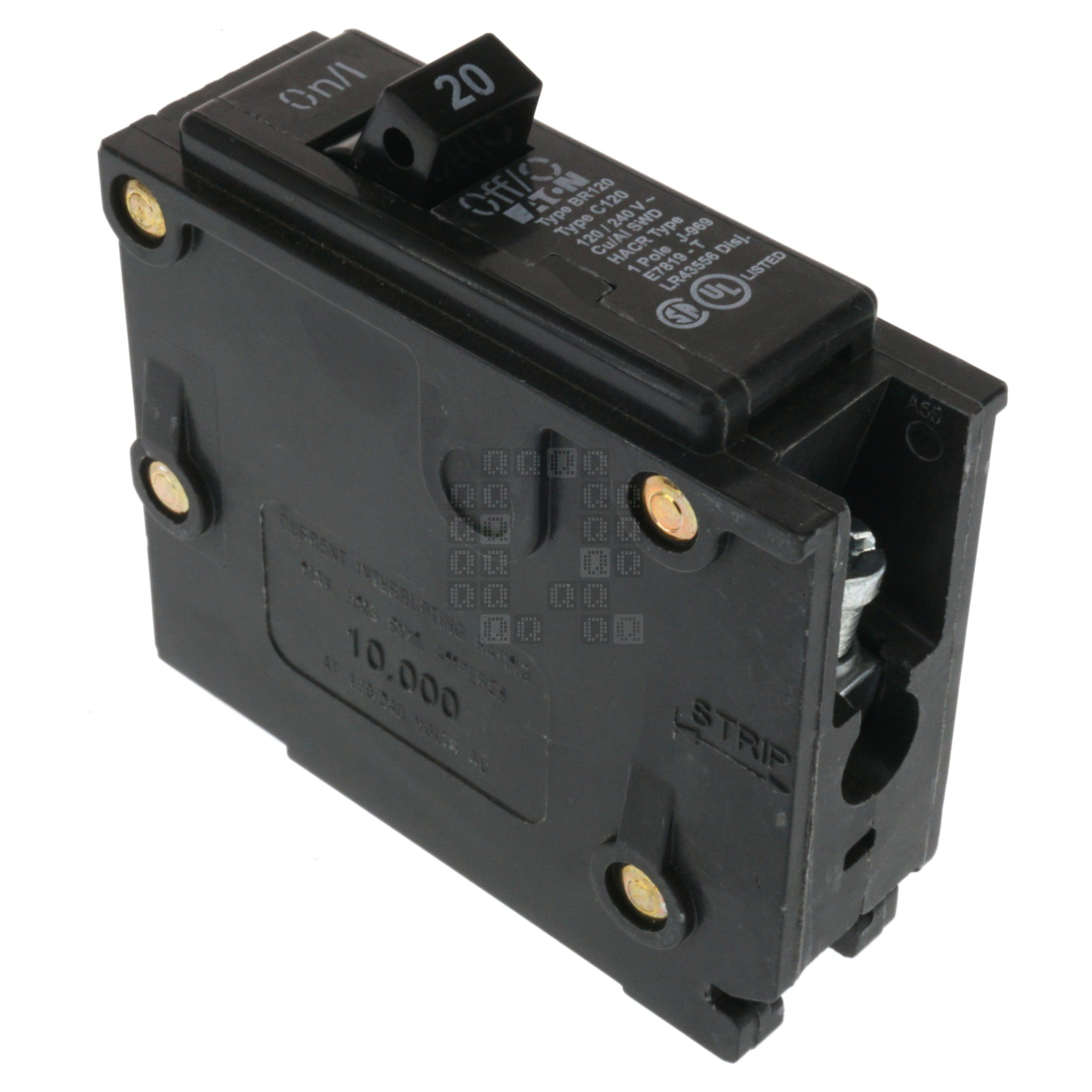 Eaton BR120 Plug-In Circuit Breaker, Single Pole, 20 Amps, 120/240VAC