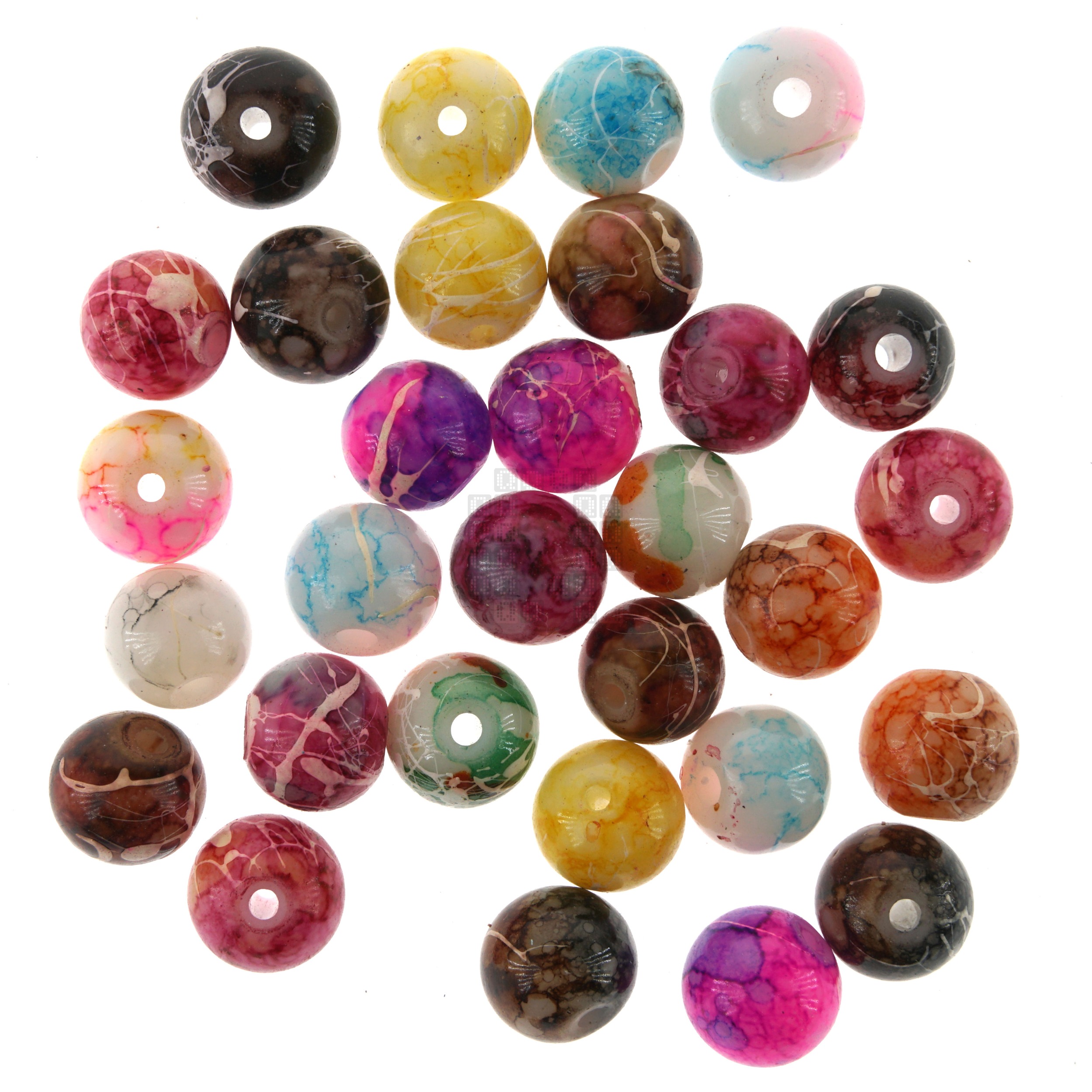 Carnival (Multi-color) 8mm Loose Glass Beads, 30 Pieces