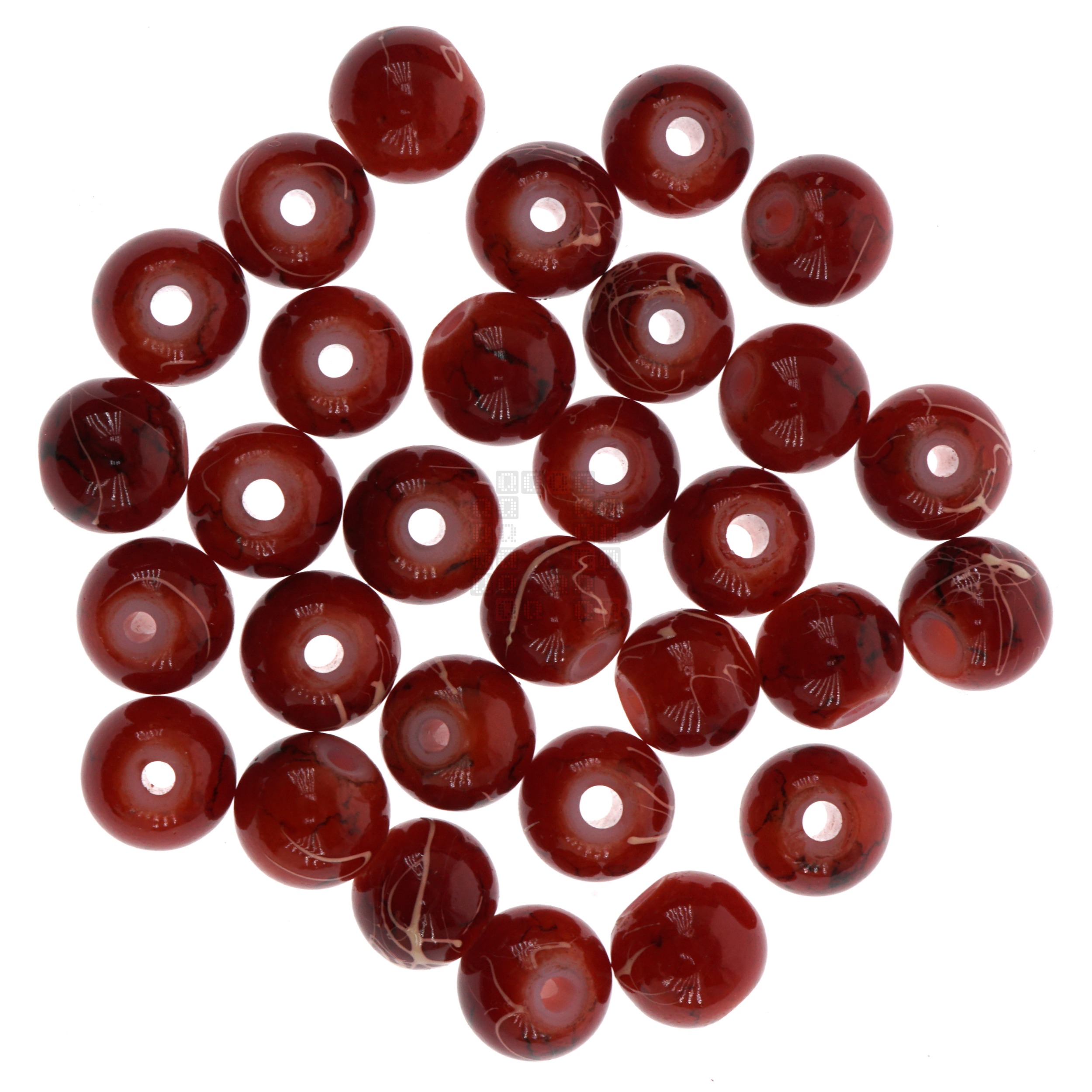 Cherry Red 8mm Loose Glass Beads, 30 Pieces