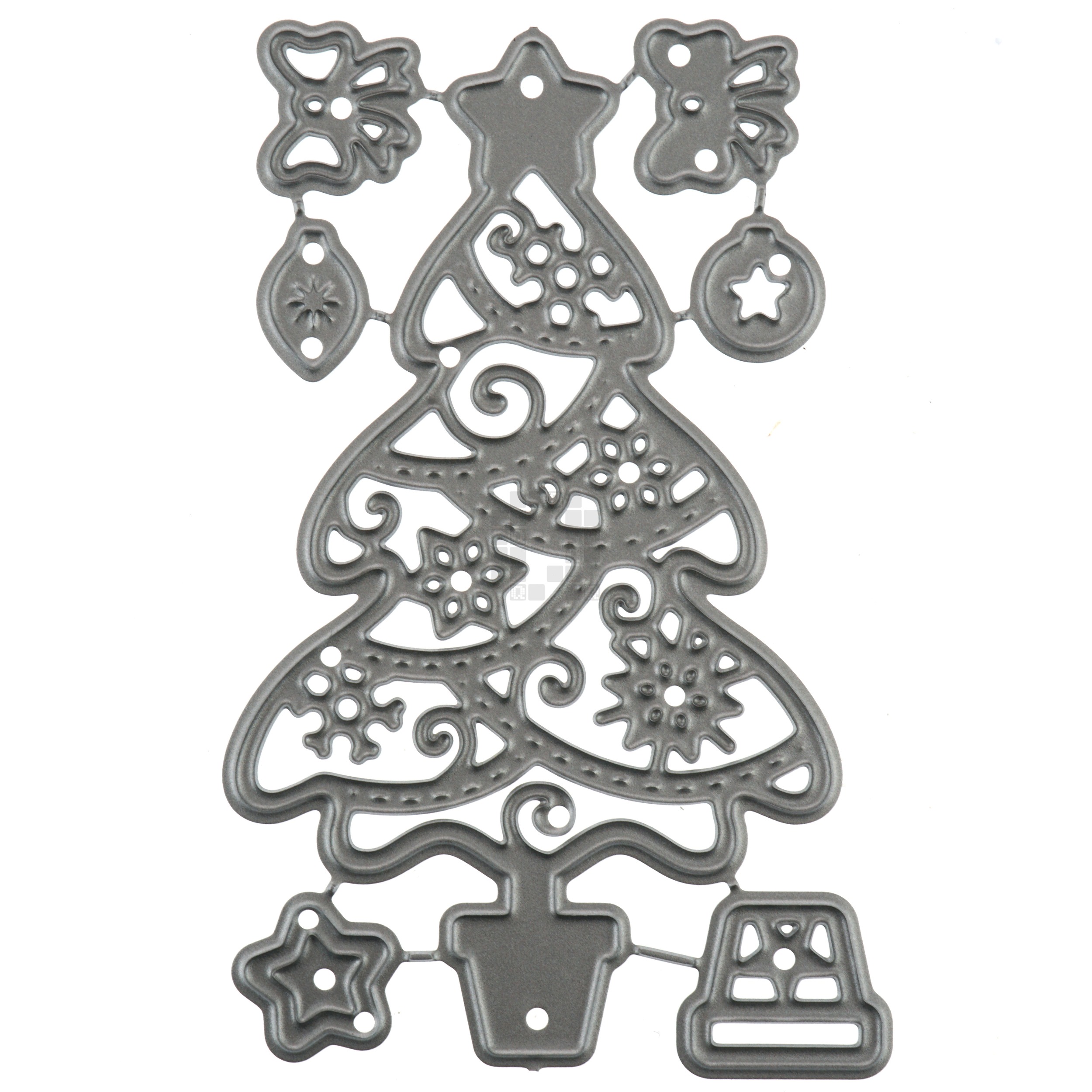 Decorated Christmas Tree Bows Stars Metal Cutting Die