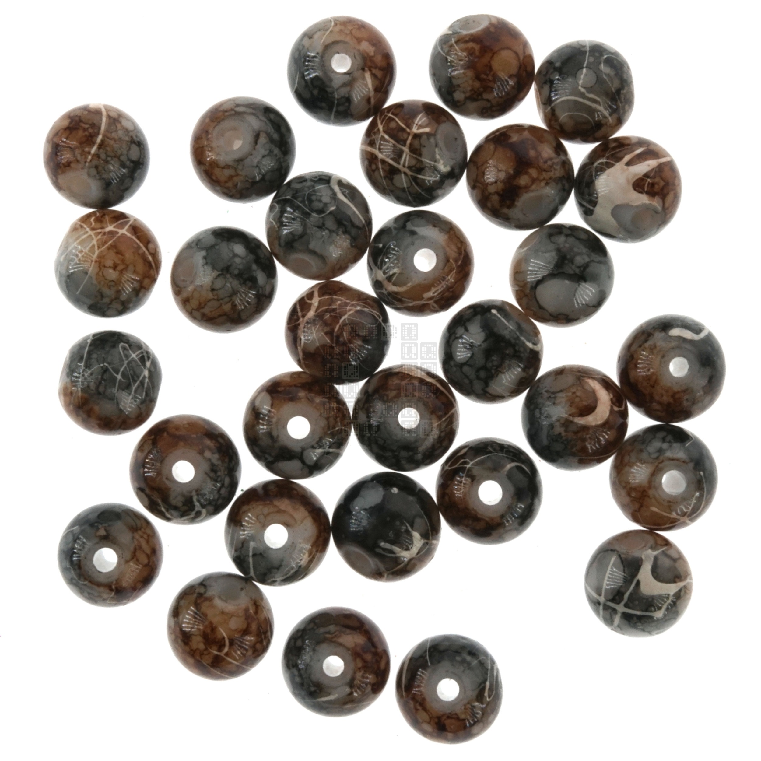 Coffee Bean 8mm Loose Glass Beads, 30 Pieces