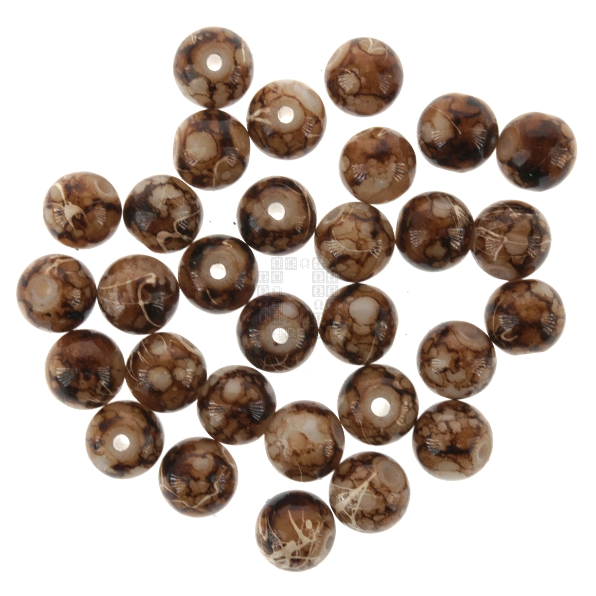 Coffee and Cream 8mm Loose Glass Beads, 30 Pieces