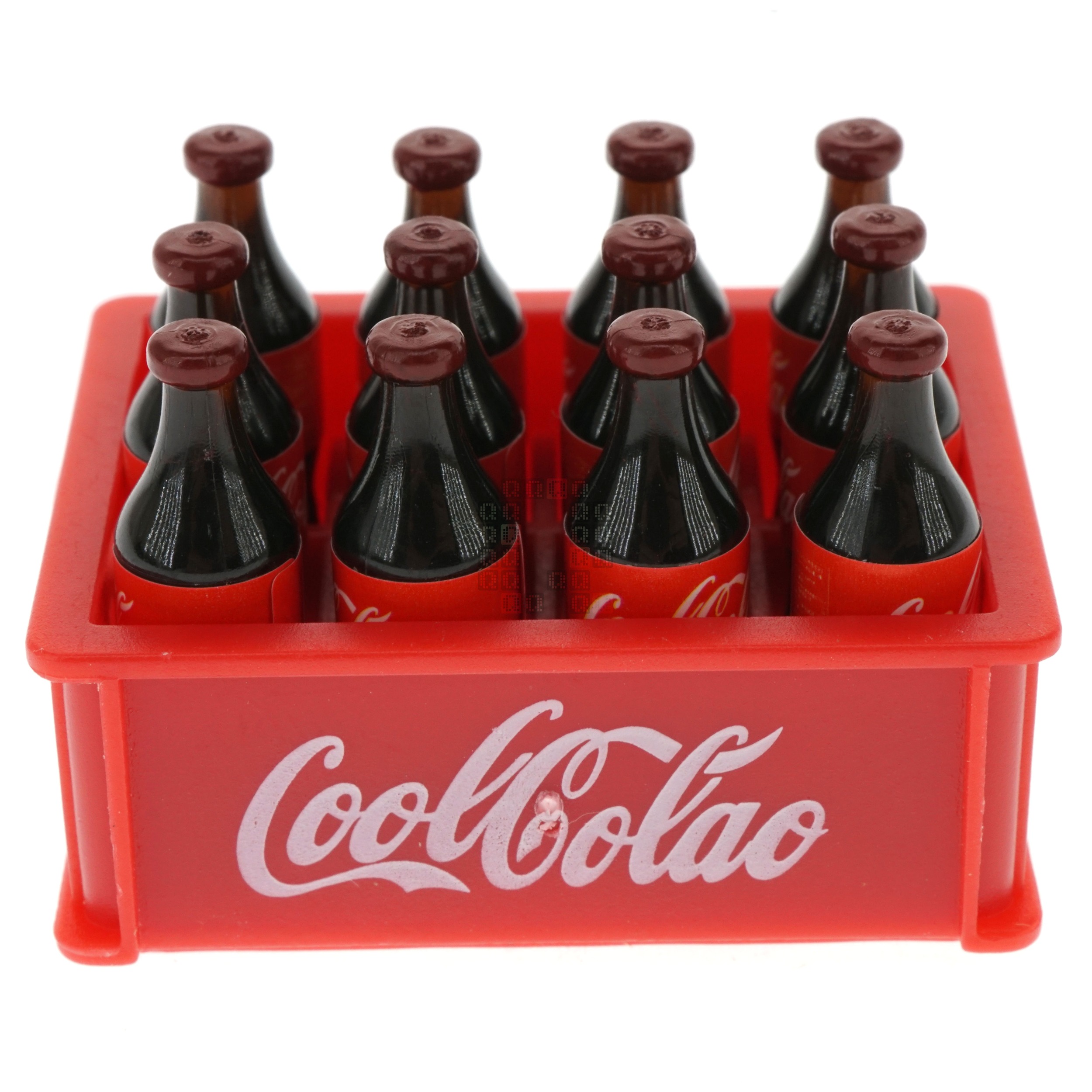 1:12 Scale, 12 Miniature Cool-Colao 'Glass' Bottles in Plastic Carrying Case