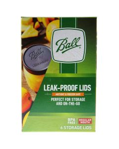 Ball 10812 Regular Mouth Leak-Proof Storage Lids, Pack of 6, Dark Gray