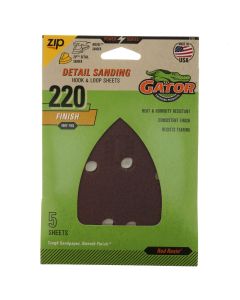 Gator 3730 Mouse Hook & Loop Sander Sheet Pads, Very Fine 220 Grit, 5 Pack