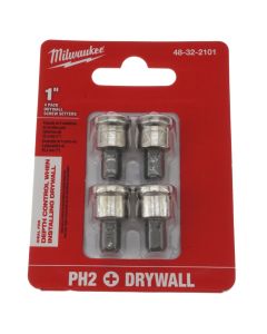 Milwaukee 48-32-2101 1" PH2 Phillips Drywall Screw Setters, 4 pack