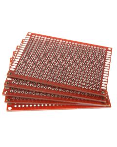 5cm x 7cm Red PCB Printed Circuit Board, 5 Pack, 432 Holes, 32 Pads