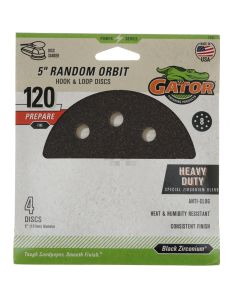 Gator 7721 5" Random Orbit Hook & Loop Sanding Discs, Fine 120 Grit , 4 Pack