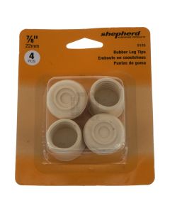 Shepherd 9120 Off-White Rubber Leg Tips, 4 Pack, 7/8" or 22mm