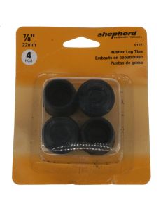 Shepherd 9127 Black Rubber Leg Tips, 4 Pack, 7/8" or 22mm