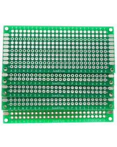 3cm x 7cm Green PCB Printed Circuit Board, 5 Pack, 240 Holes, 16 Pads