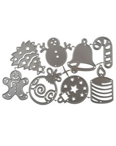 8-Piece Christmas Ornaments Set Metal Cutting Die Set, Bell Candle Candy Cane