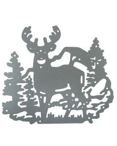 Buck Deer Silhouetted in Woods with Mountain Metal Cutting Die