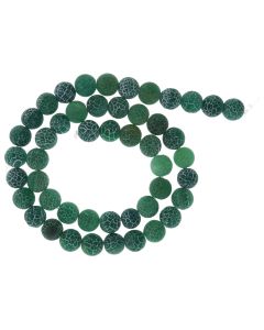 Green Frost Cracked Agate 8mm Round Glass Beads, 45 Pieces