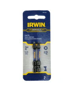 Irwin IWAF32SQ22 2" Impact #2 Square Power Bits, 1/4" Drive, 2 Pack