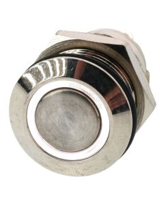 12mm Threaded Metal Pushbutton, Momentary, White LED, 12-24VDC, Lighted Ring/Circle, IP65, SPST