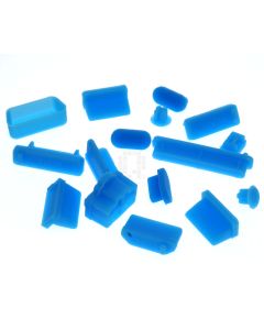 16-Piece Silicone Anti Dust Plug Covers for Laptop and Mobile Devices, Blue, USB