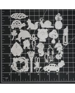 Small Animals Plants People Vehicles Trees 20 Piece Metal Cutting Die Assortment