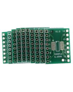 SOP16 SSOP16 DIP16 Adapter Printed Circuit Board PCB, 0.65/1.27mm Pitch, 10 Pack