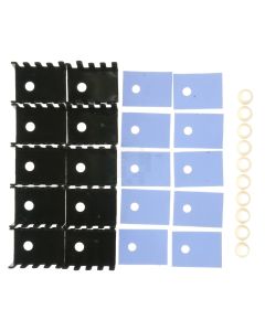 TO-220 Black Aluminum Heatsink Set with Bushings and Thermal Pads, 19x15x10mm, 10 Pack