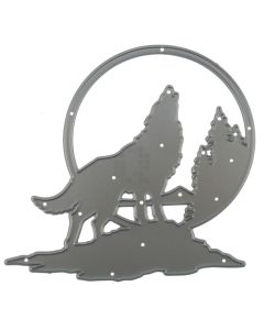 Wolf Howling at Moon with Trees Metal Cutting Die