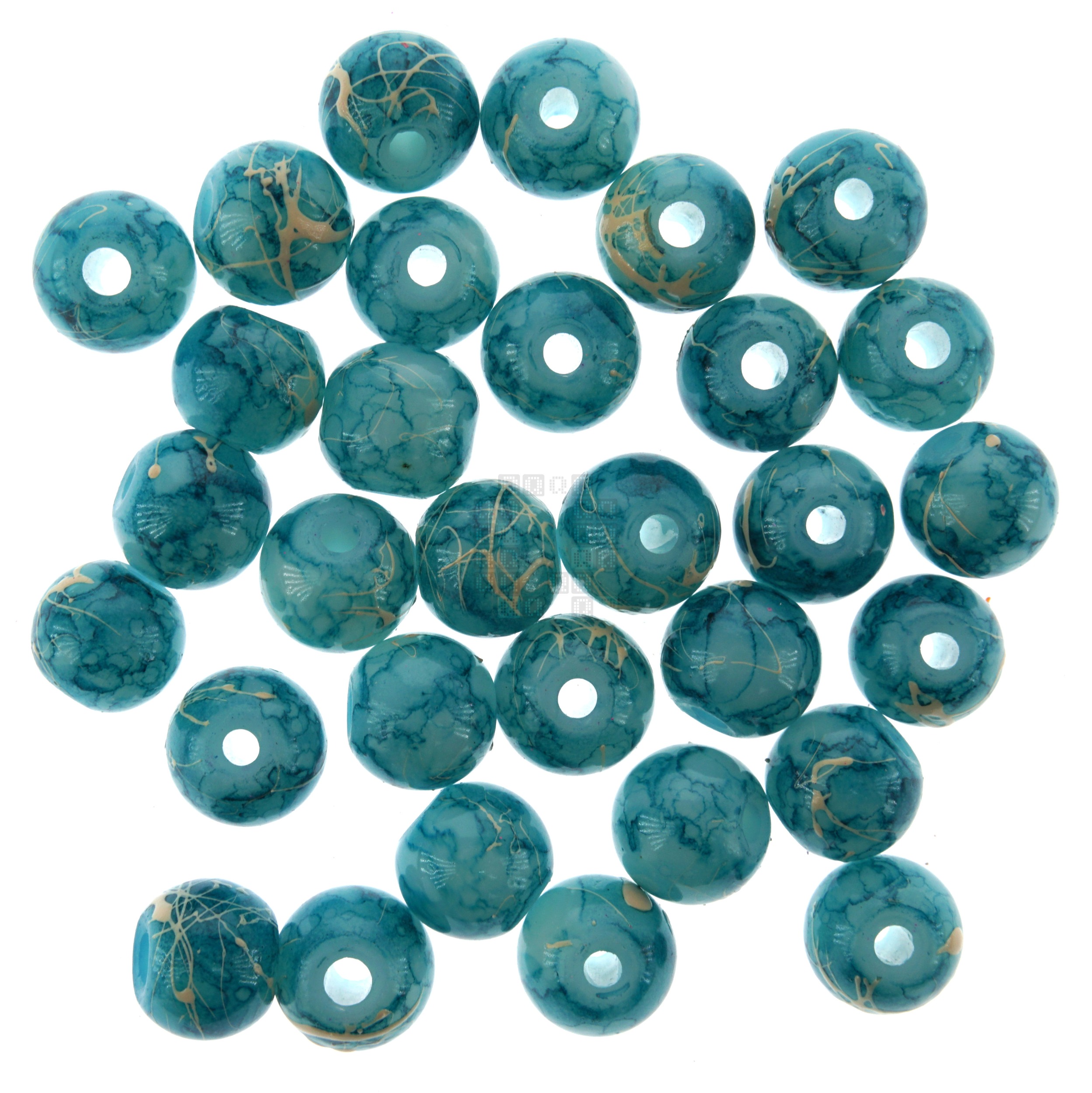 Deep Dea 8mm Loose Glass Beads, 30 Pieces