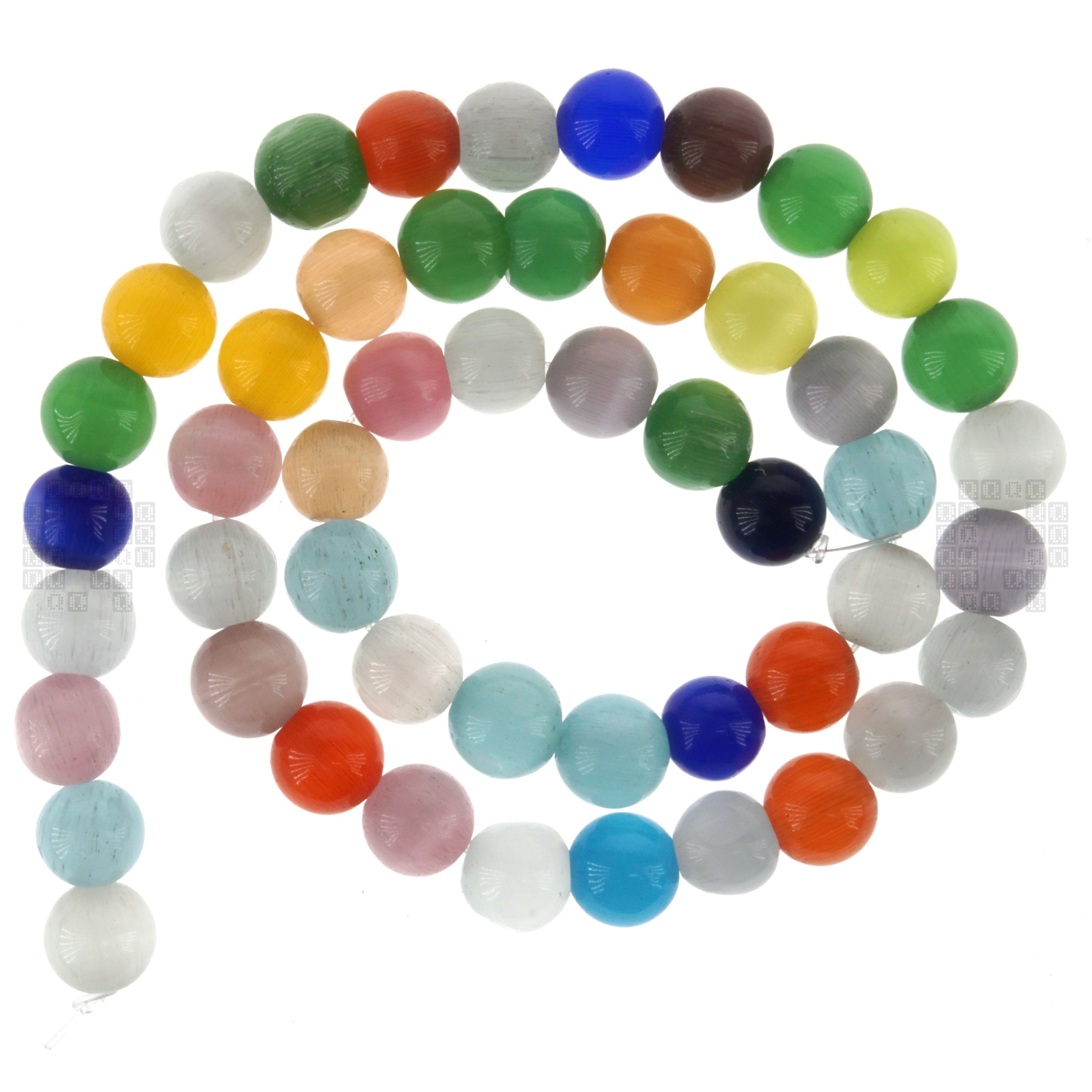 Color Cat Eye 8mm Round Glass Beads, 45 Pieces