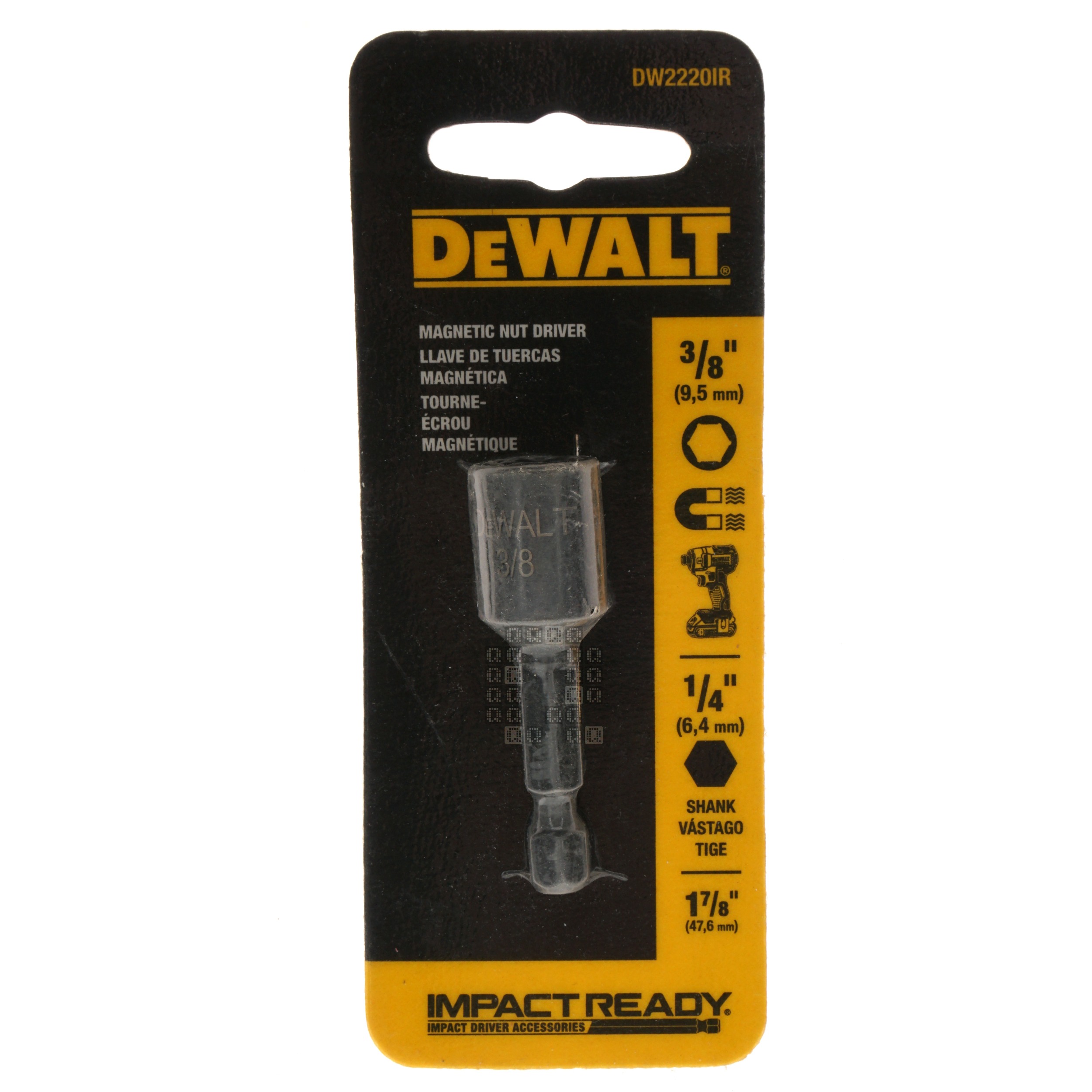 DeWALT DW2220IR Impact Ready 3/8" Magnetic Nut Driver, 1-7/8" Length