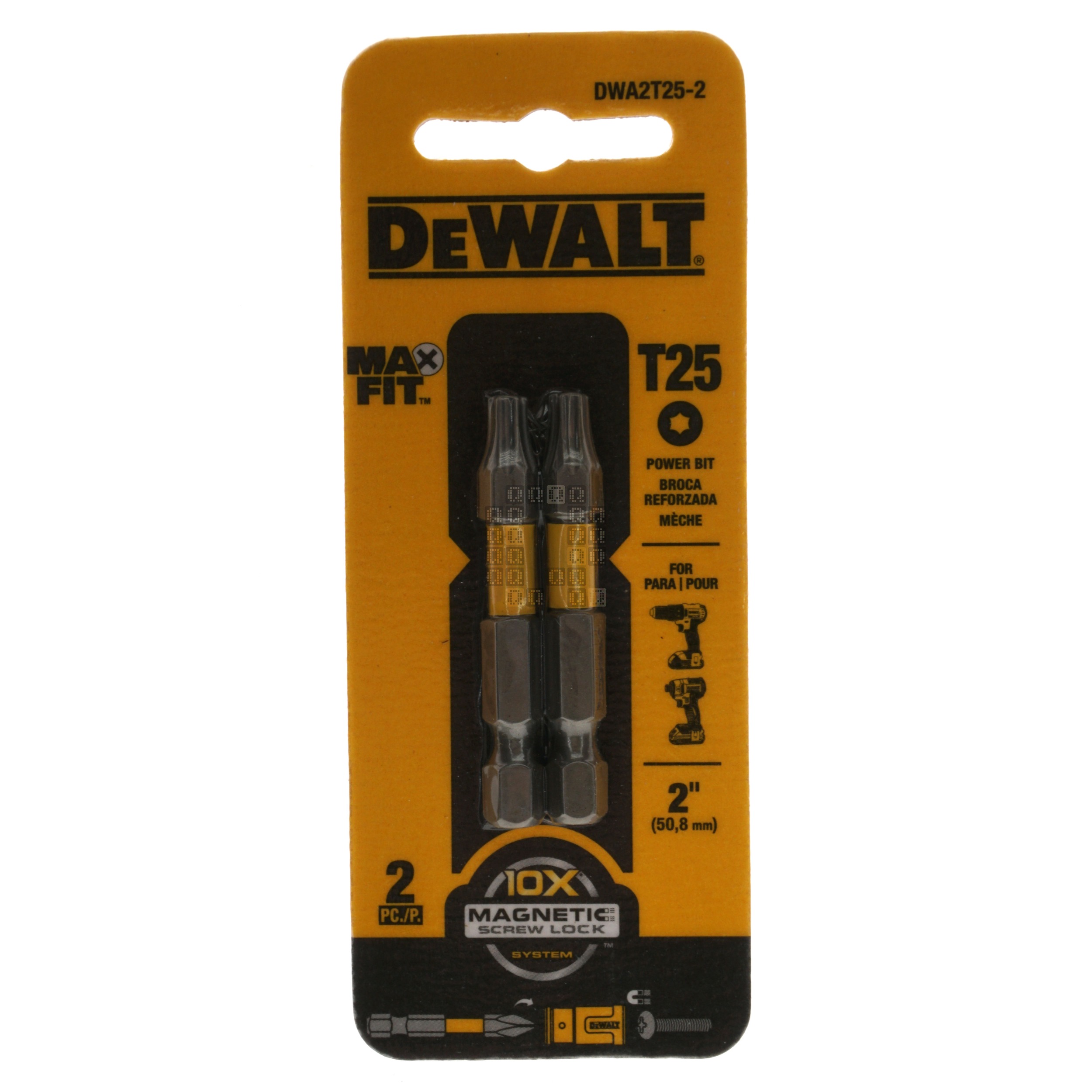 DeWALT DWA2T25-2 T25 TORX MAX FIT Power Bit, 2" Length, 2-Pack