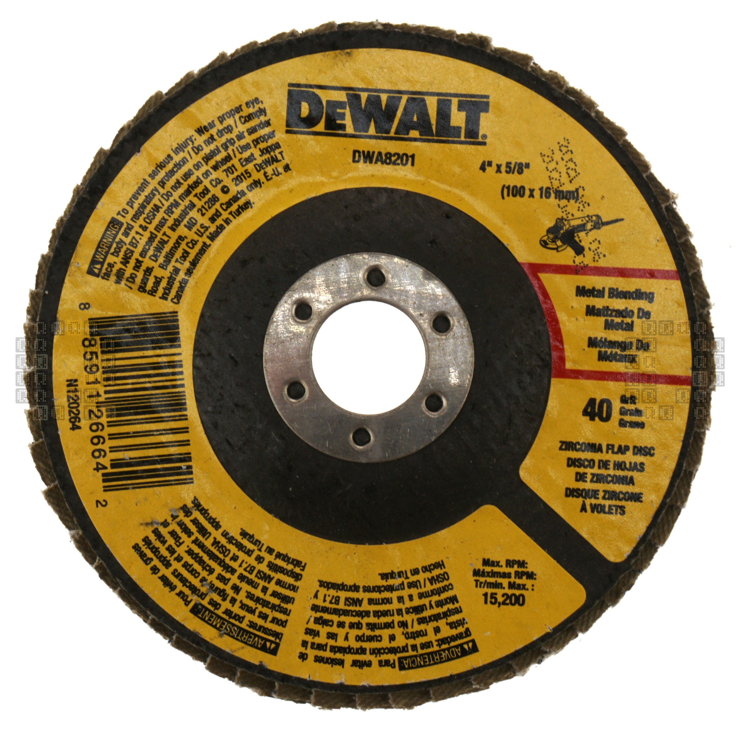 DeWalt DWA8201 4" Zirconia Flap Discs, Metal Blending, 5/8" Arbor, 40 Grit