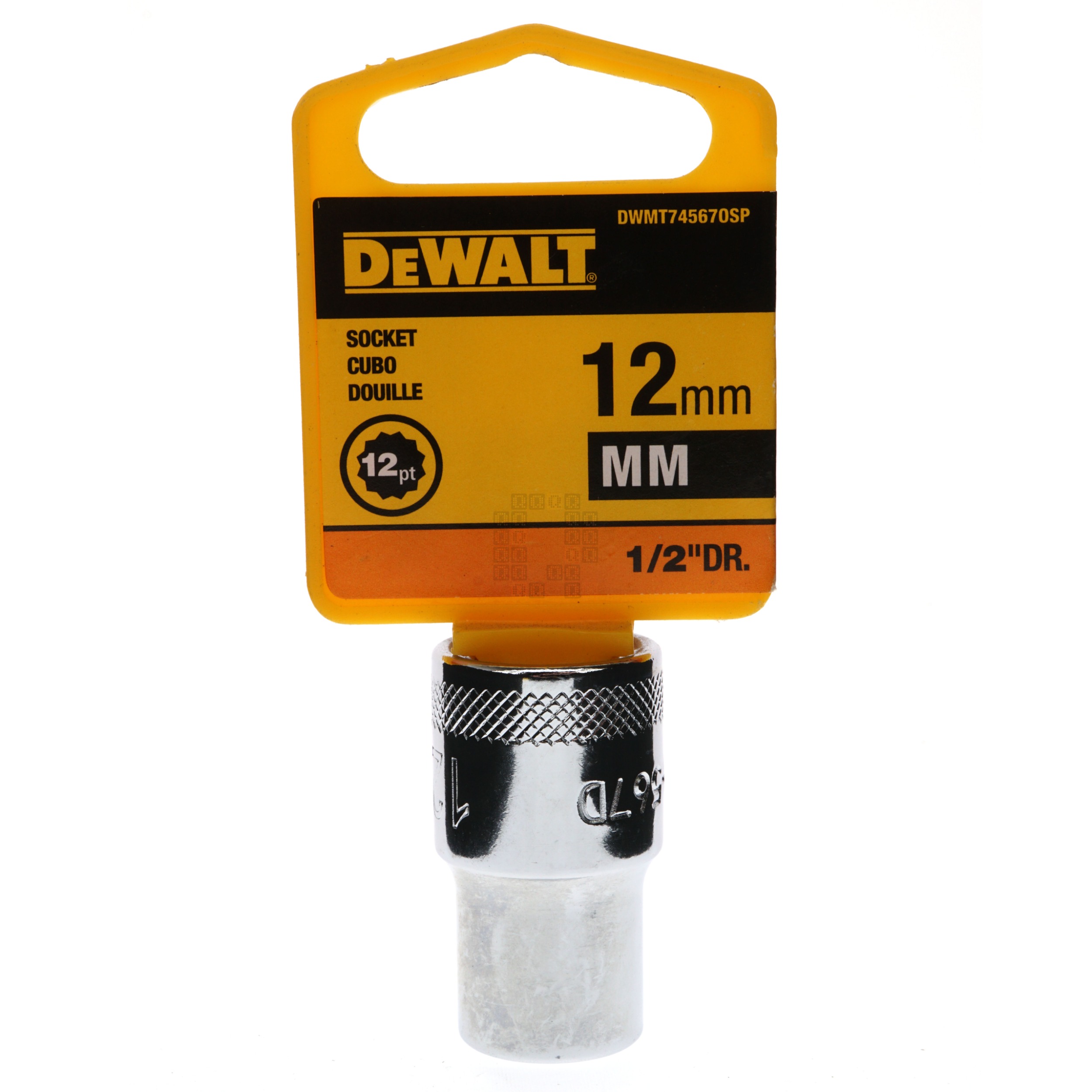 DeWALT DWMT74567OSP 12mm Chrome Standard Socket, 1/2" Drive, 74-567D, 12-Point