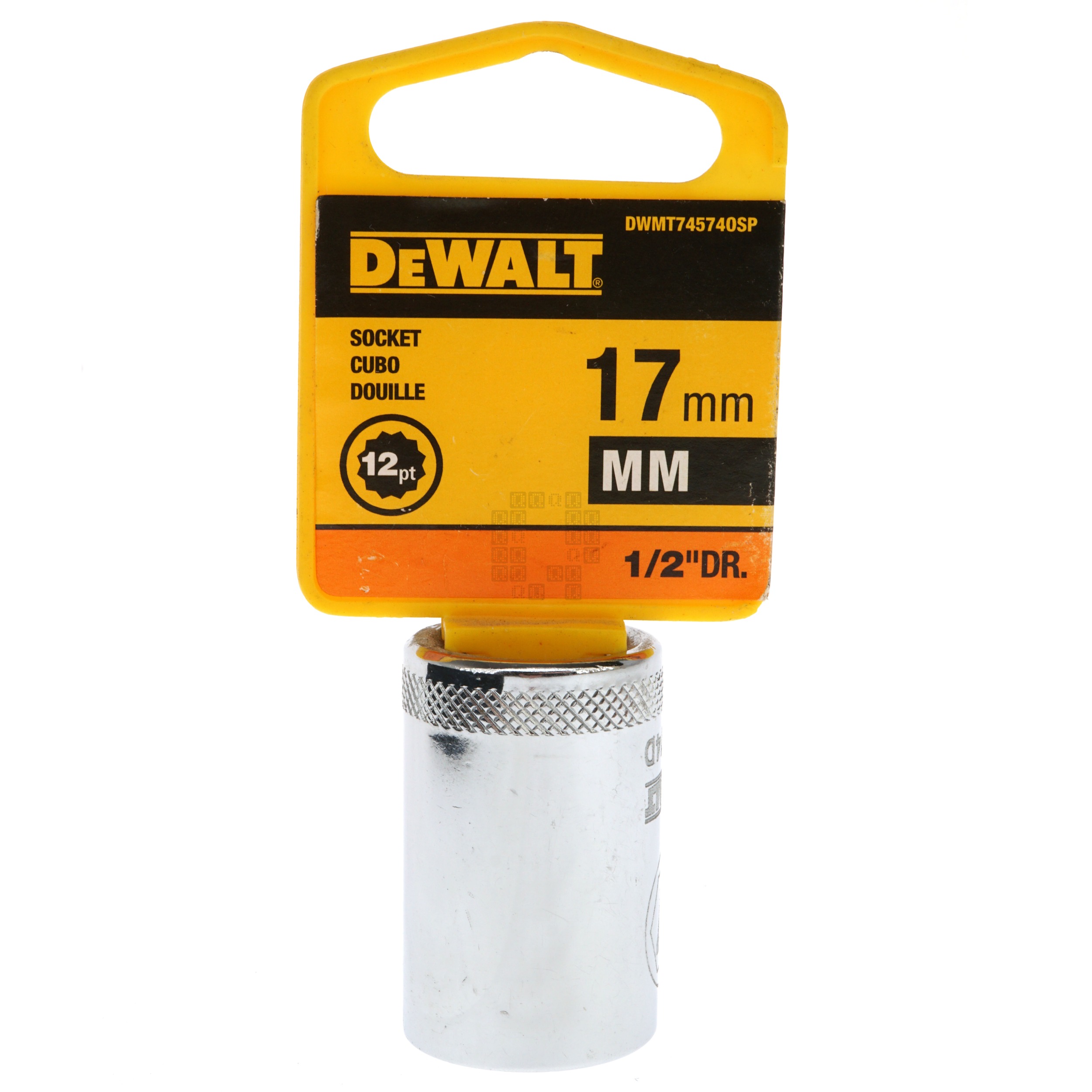 DeWALT DWMT74574OSP Metric Chrome Socket, 17mm 12-Point, 1/2" Drive, 74-574D