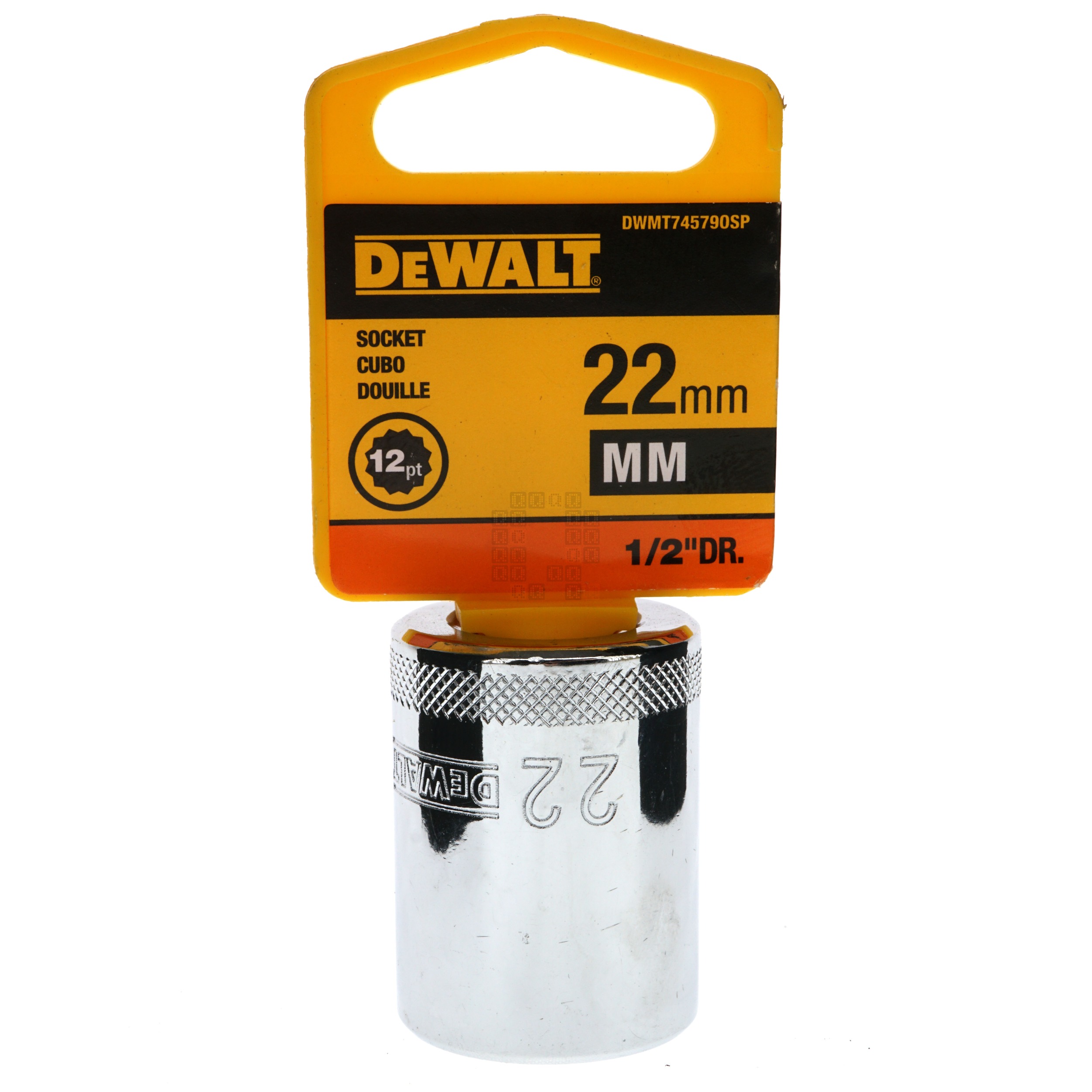 DeWALT DWMT74579OSP 22mm Chrome Socket, 1/2" Drive, 74-579D, 12-Point