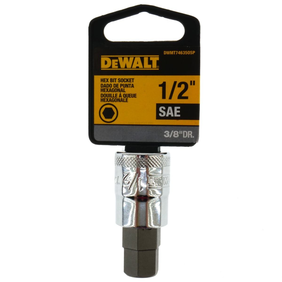 Dewalt DWMT74635OSP 1/2" Chrome Hex Bit Socket, 3/8" Drive, 74-635D
