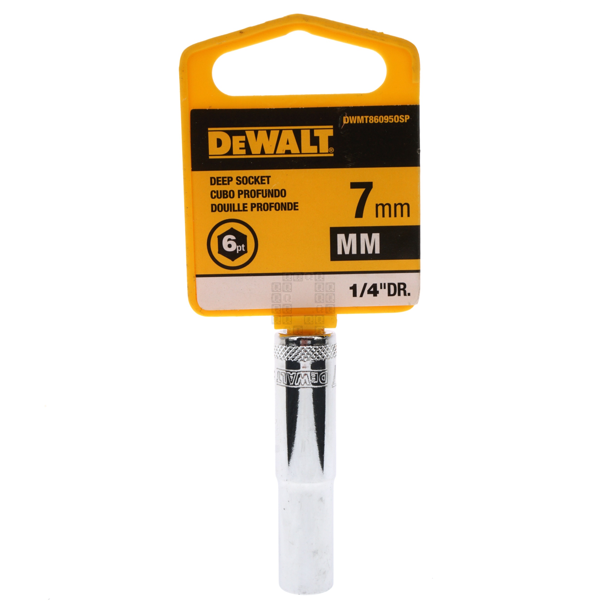 DeWALT DWMT86095OSP Metric Deep Chrome Socket, 7mm 6-Point, 1/4" Drive, 86-095D