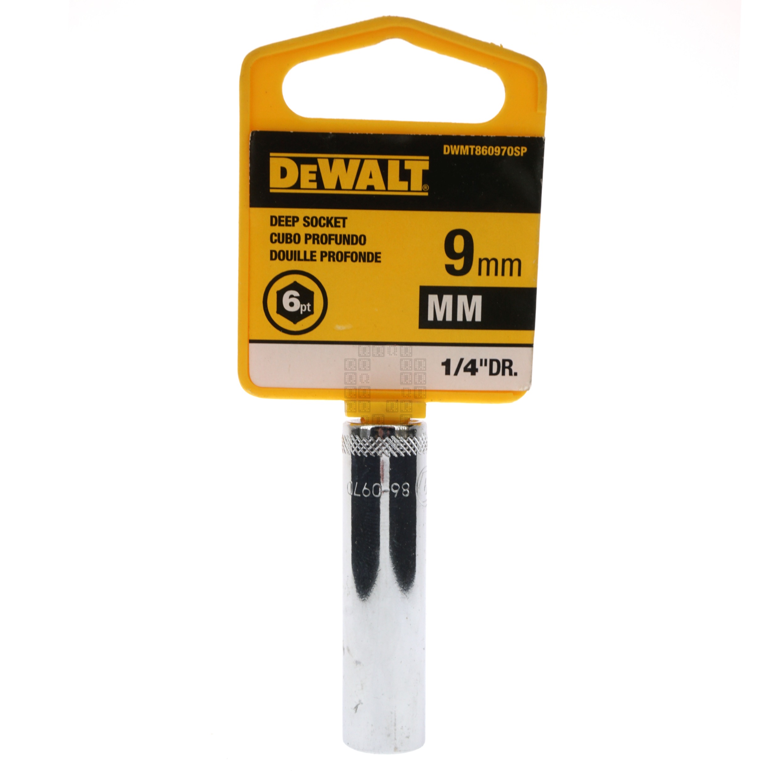 DeWALT DWMT86097OSP 9mm Deep Metric Chrome Socket, 1/4" Drive, 86-097D 6-Point