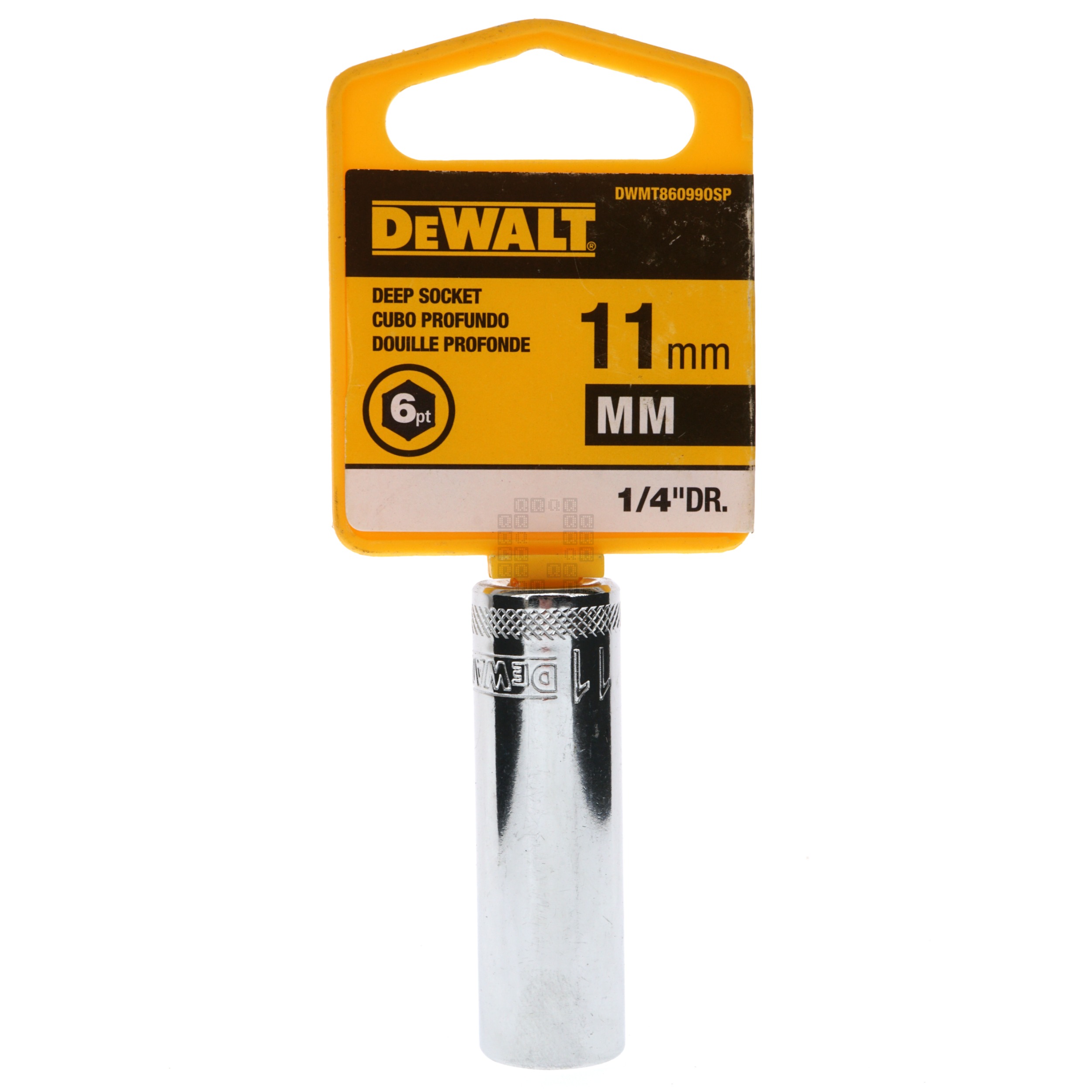 DeWALT DWMT86099OSP Metric Deep Chrome Socket, 11mm 6-Point, 1/4" Drive, 86-099D