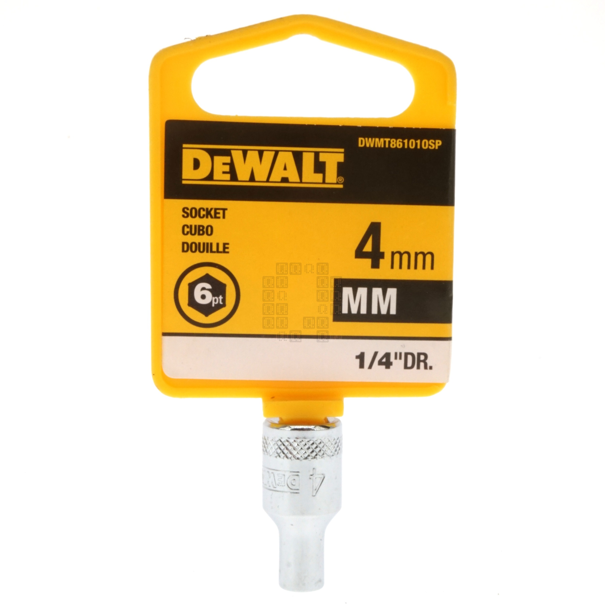 DeWALT DWMT86101OSP 4mm Metric Chrome Socket, 1/4" Drive, 86-101D 6-Point