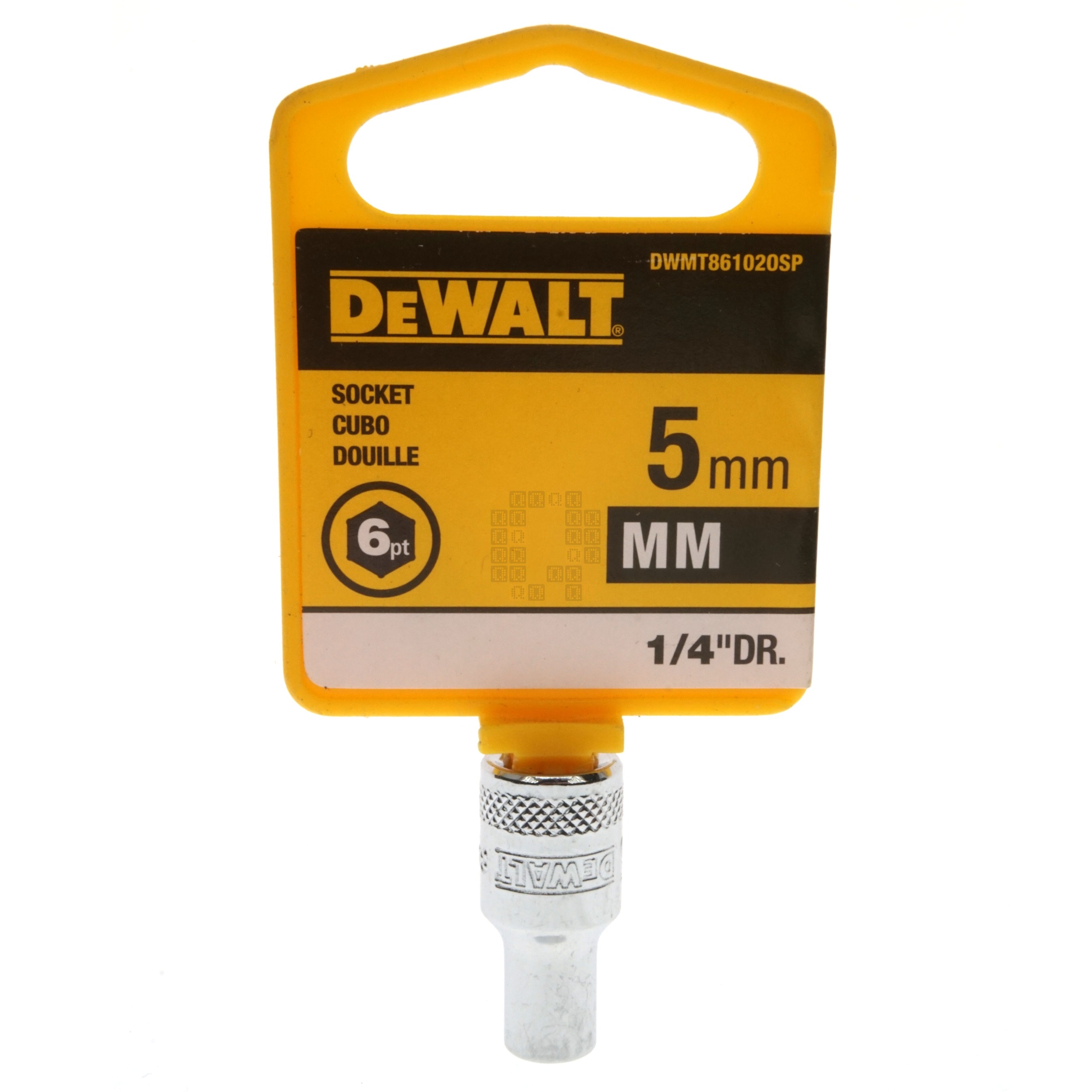 DeWALT DWMT86102OSP 5mm Metric Chrome Socket, 1/4" Drive, 86-102D 6-Point