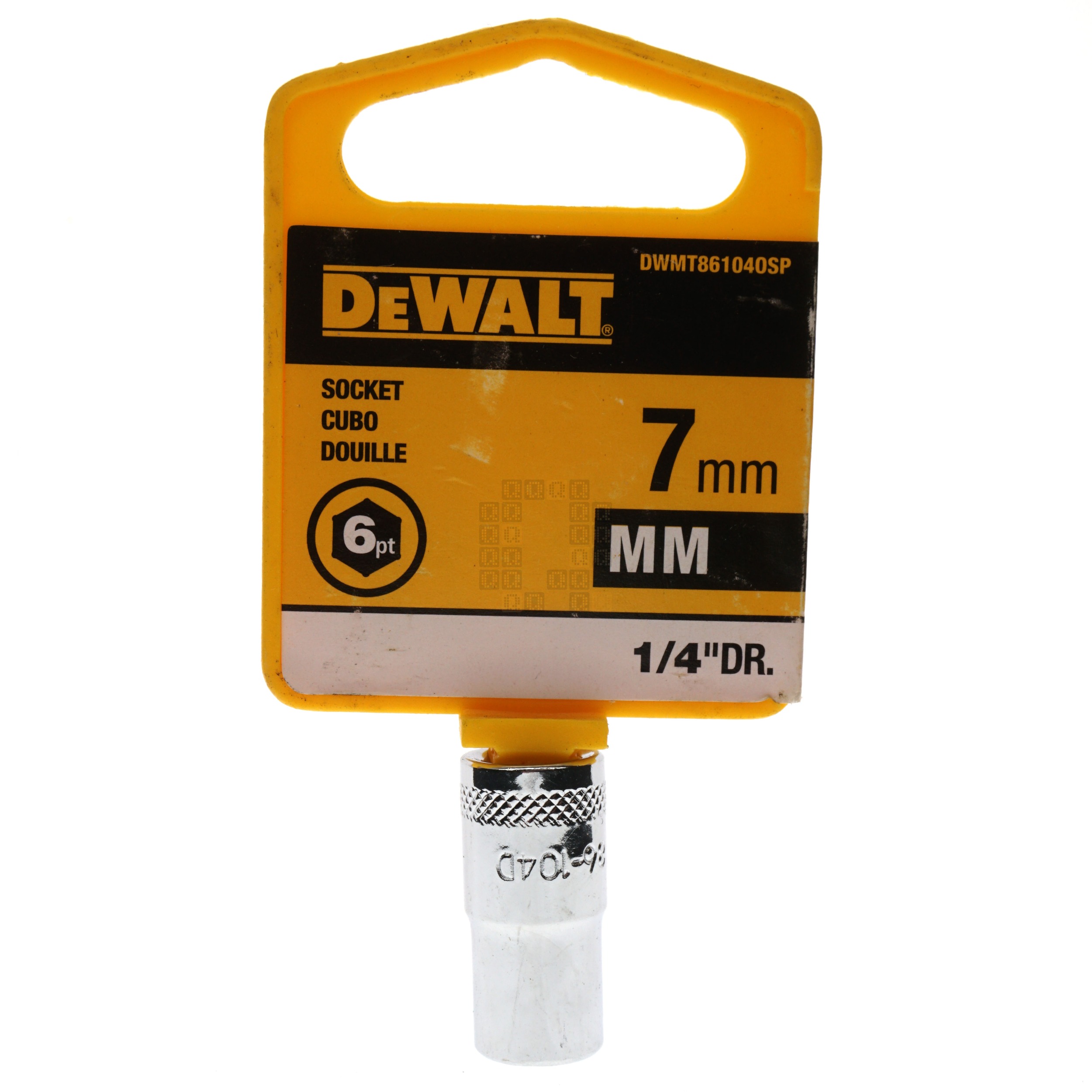 DeWALT DWMT86104OSP 7mm Metric Chrome Socket, 1/4" Drive, 86-104D 6-Point