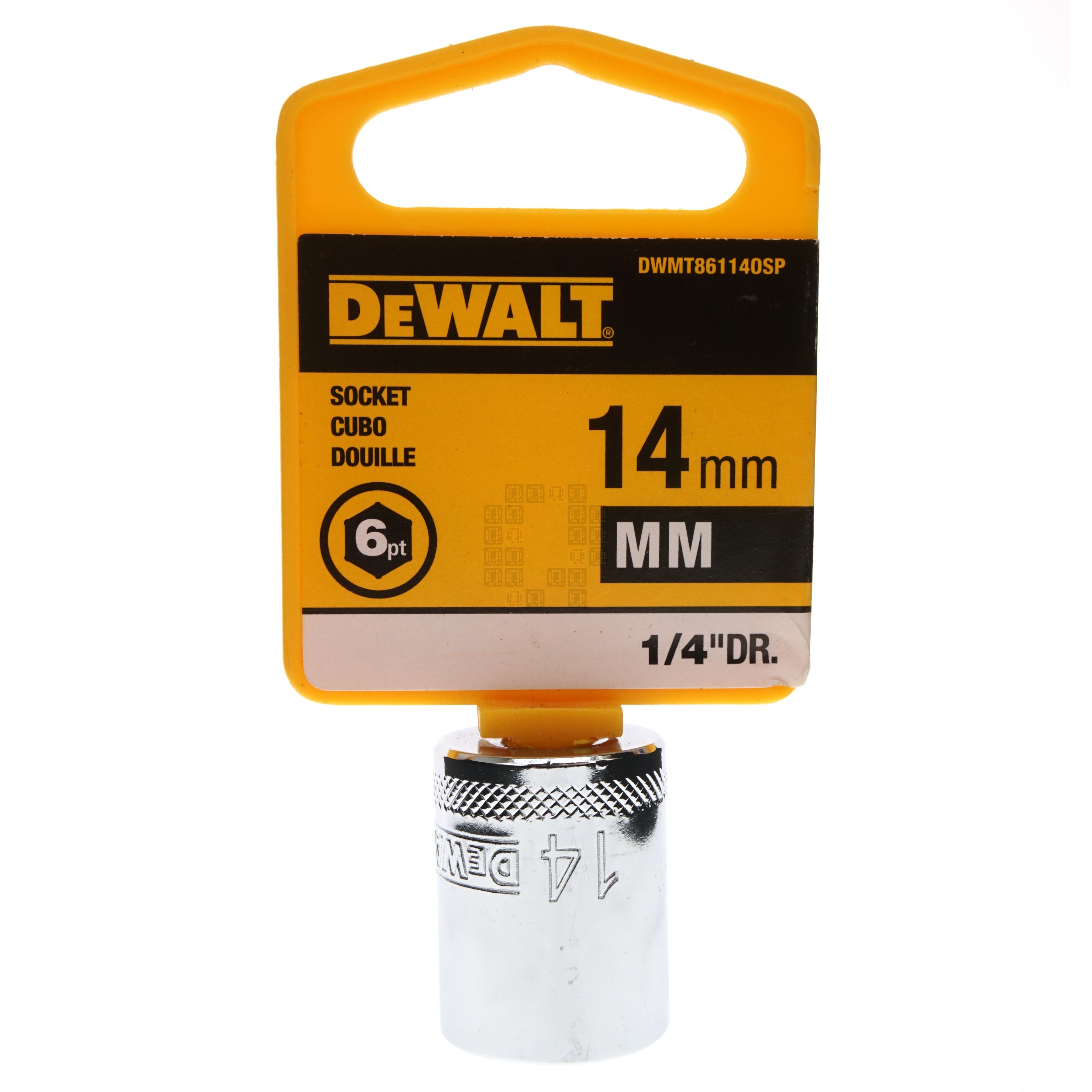 DeWALT DWMT86114OSP 14mm Metric Chrome Socket, 1/4" Drive, 86-114D 6-Point