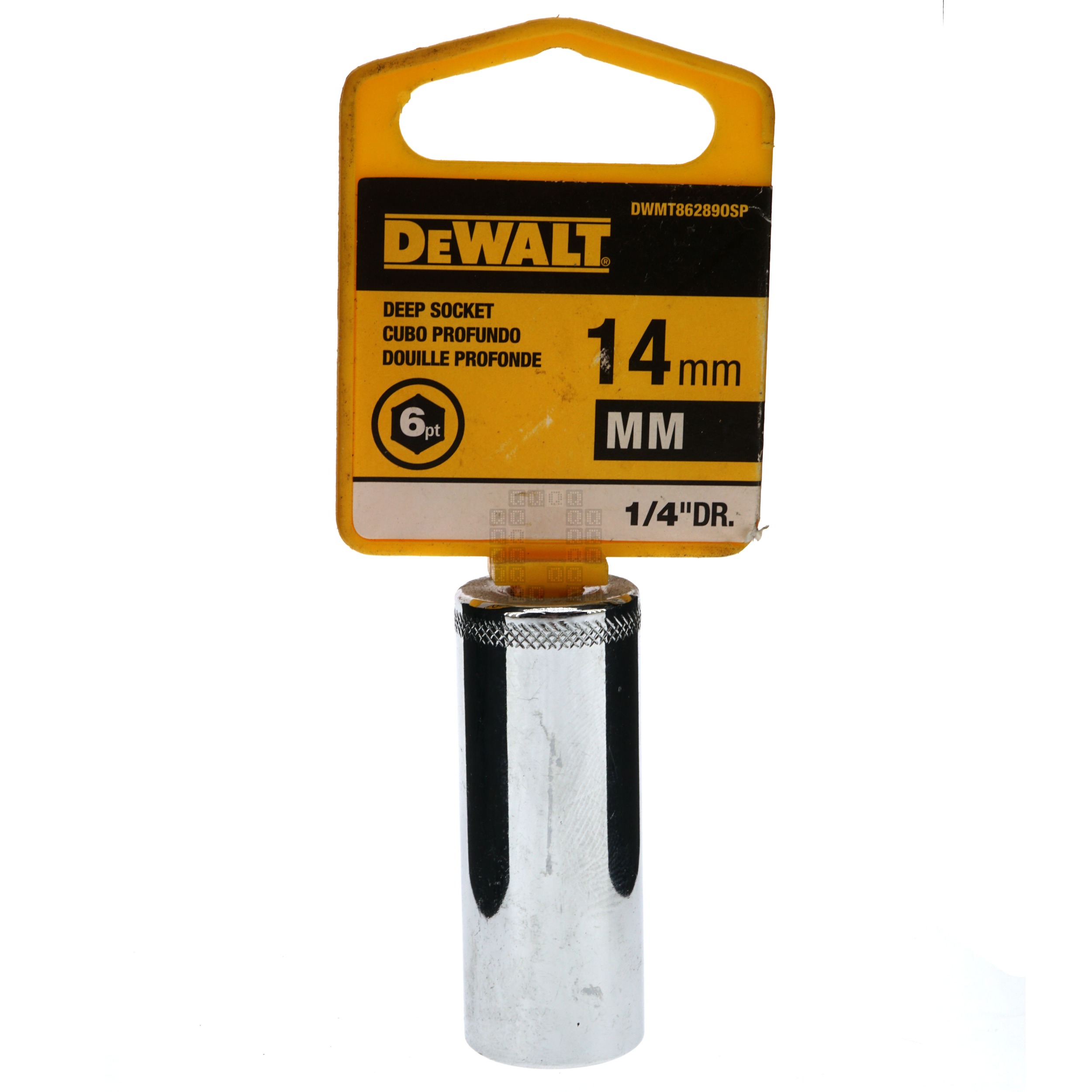 DeWALT DWMT86289OSP 14mm Deep Metric Chrome Socket, 1/4" Drive, 86-289D 6-Point