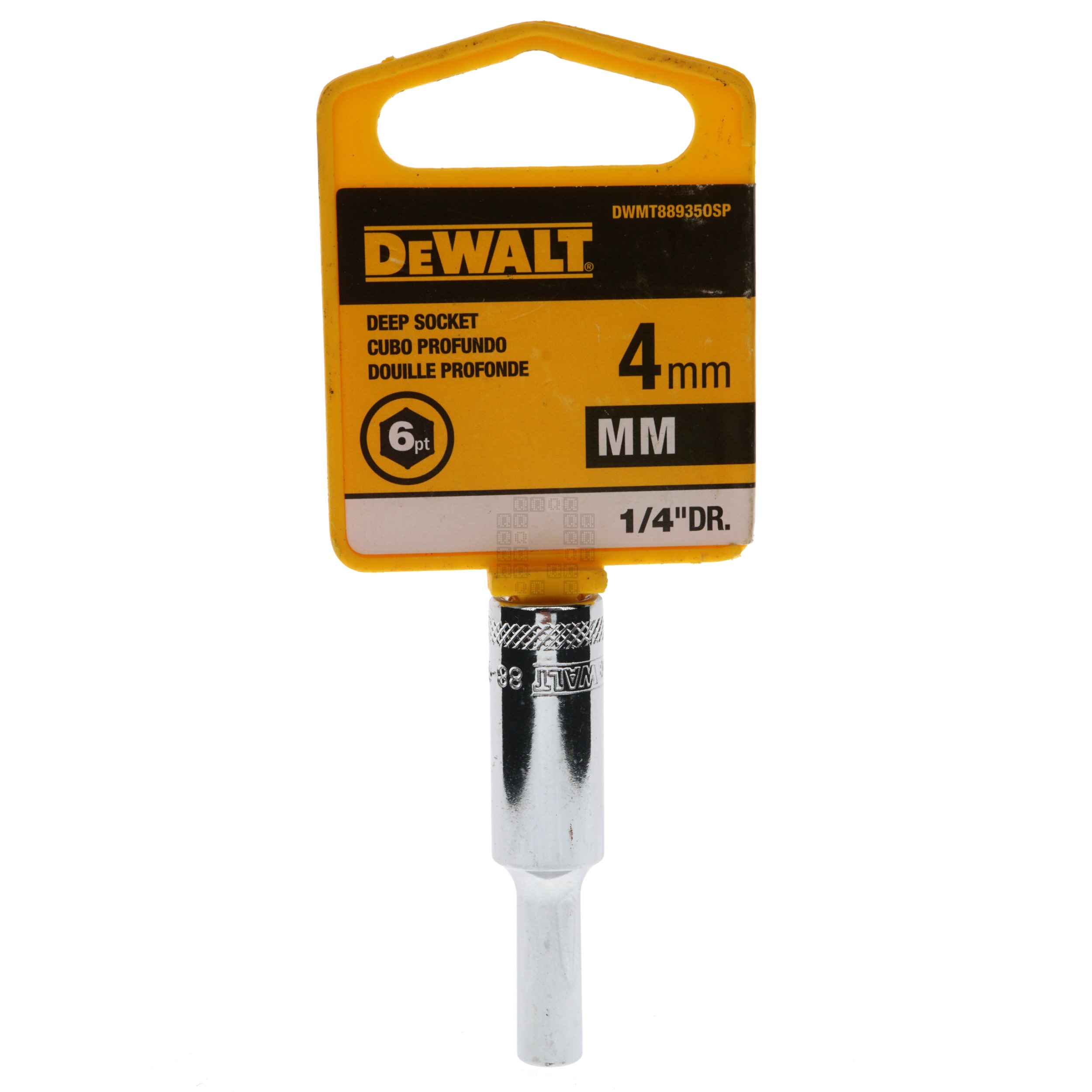 DeWALT DWMT88935OSP Metric Deep Chrome Socket, 4mm 6-Point, 1/4" Drive, 88-935D