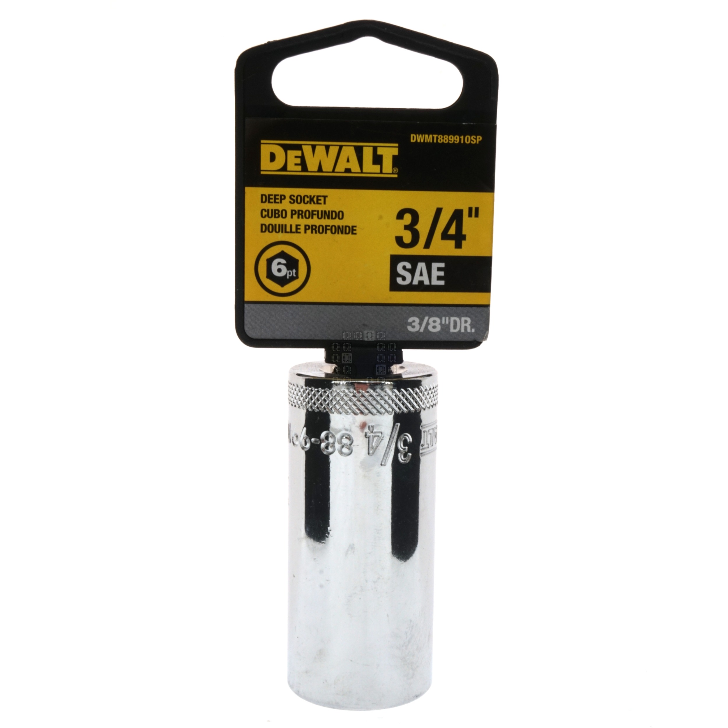 DeWALT DWMT88991OSP SAE Deep Chrome Socket, 3/4" 6-Point, 3/8" Drive, 88-991D