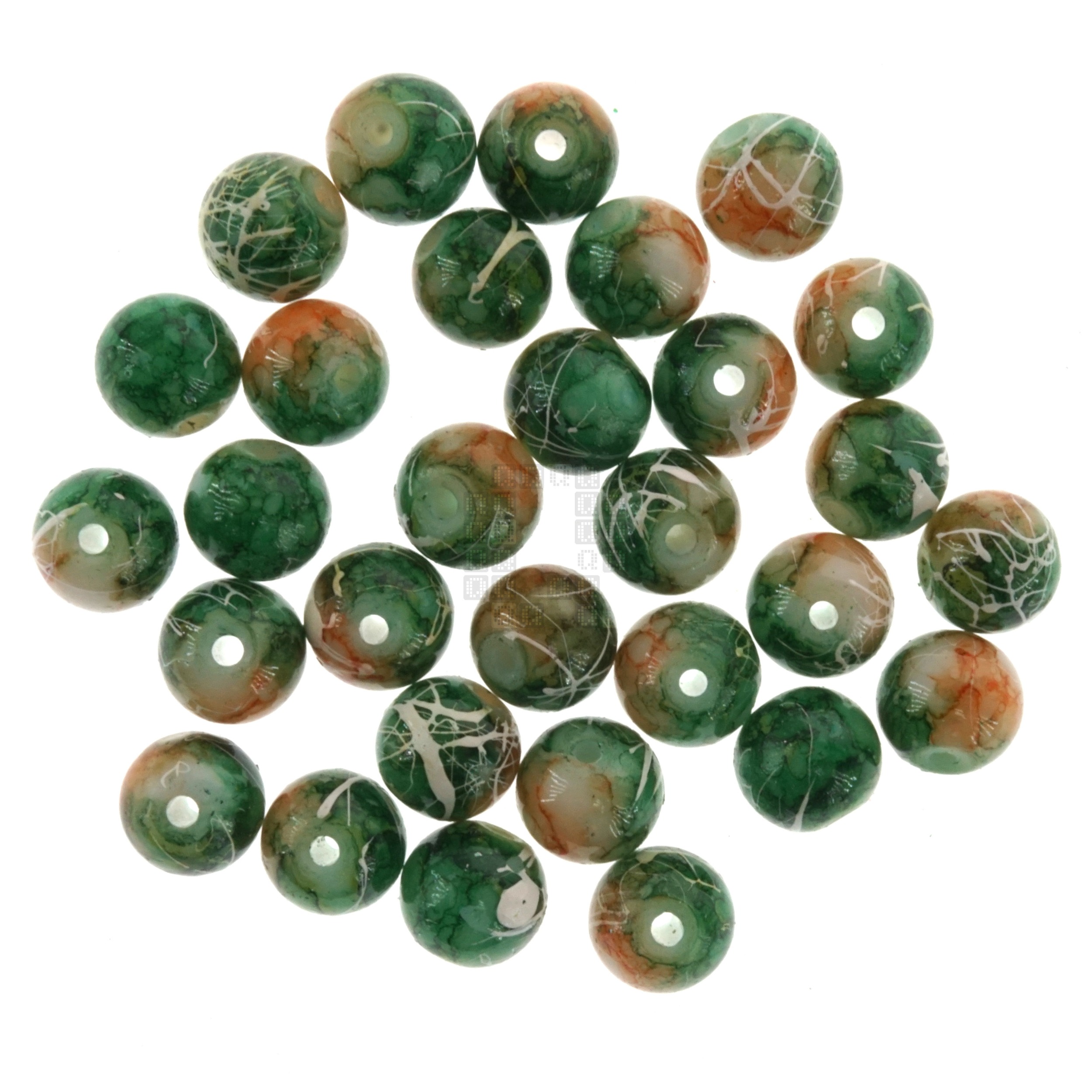 Forest 8mm Loose Glass Beads, 30 Pieces