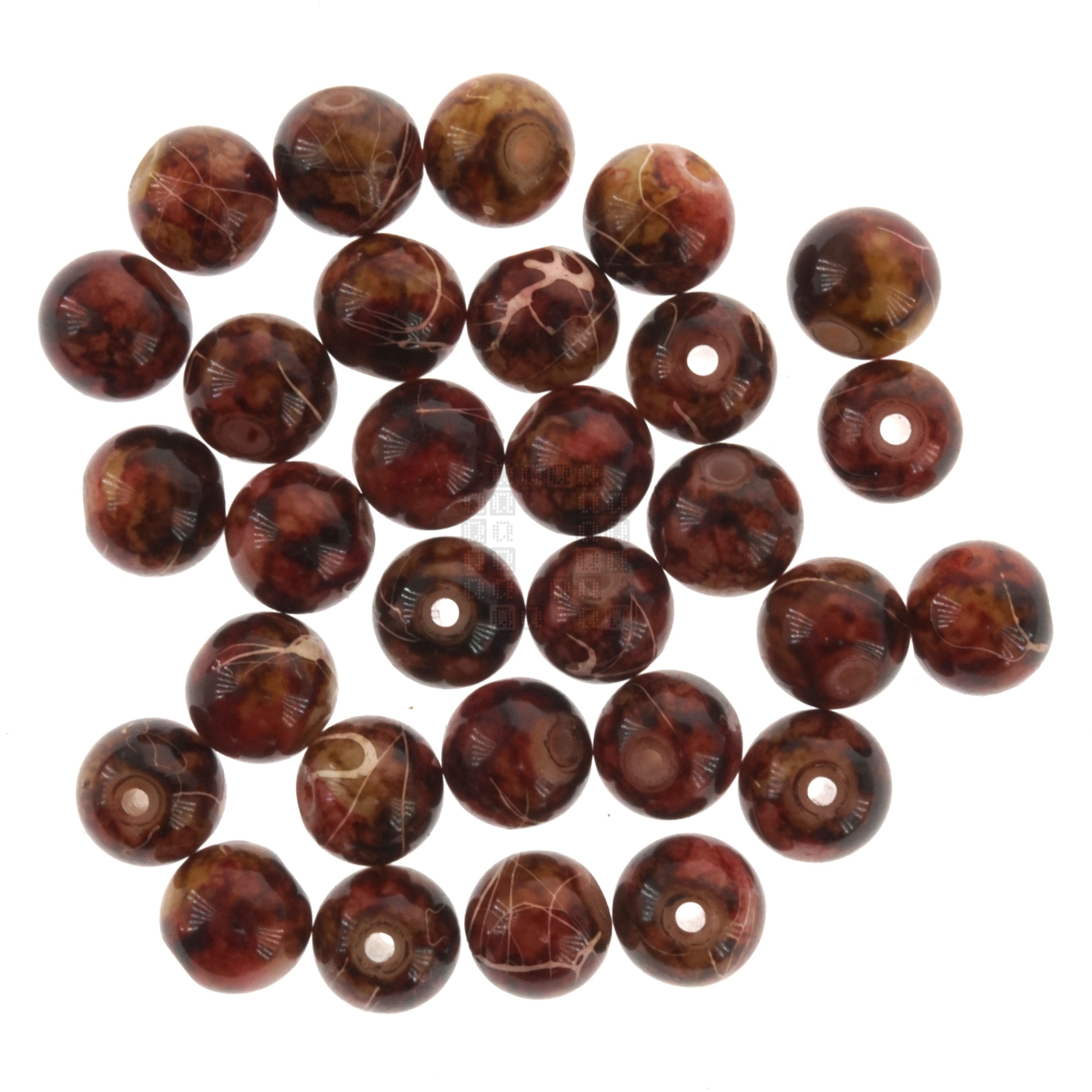 Golden Chestnut 8mm Loose Glass Beads, 30 Pieces