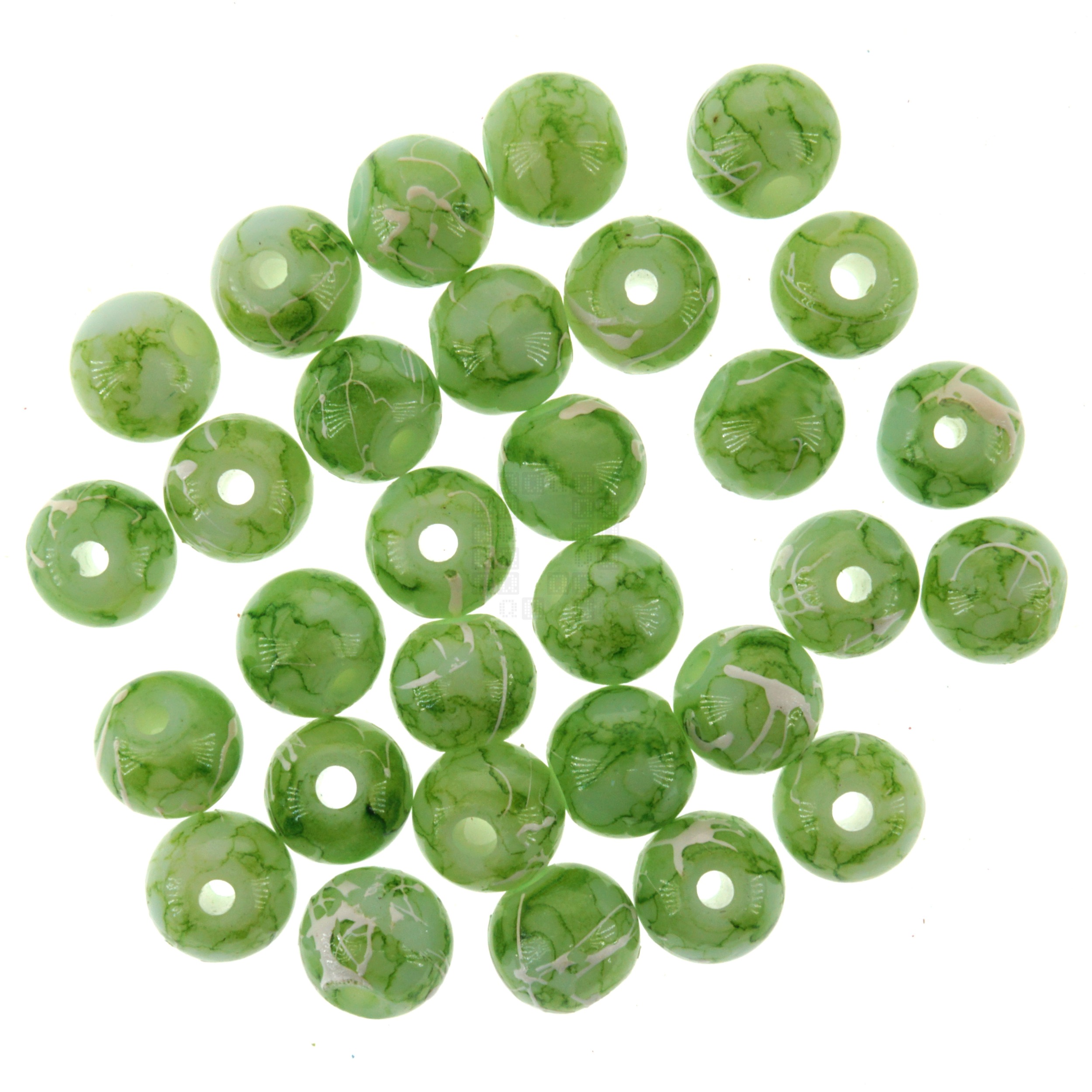 Green Apple 8mm Loose Glass Beads, 30 Pieces