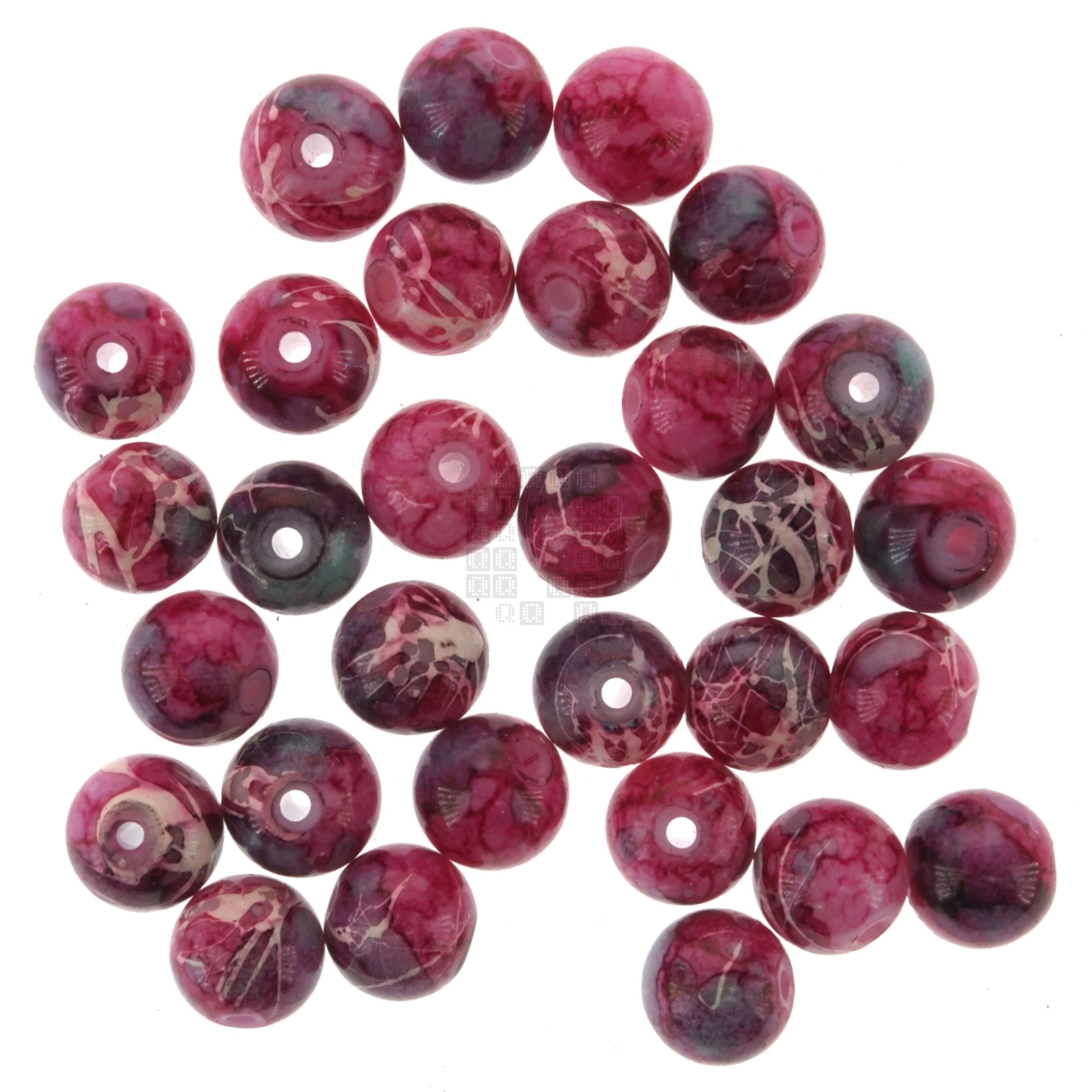 Iced Raspberry 8mm Loose Glass Beads, 30 Pieces